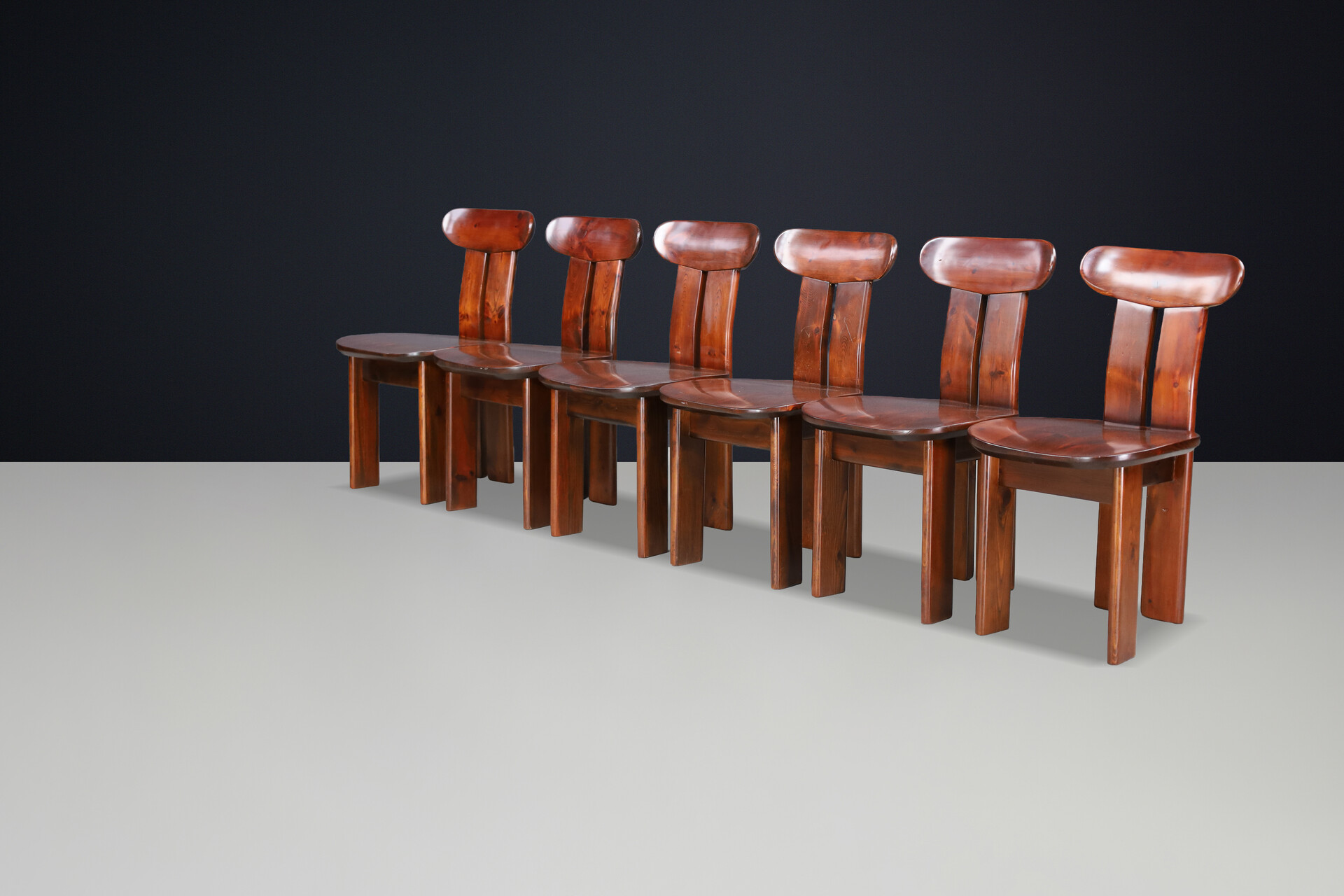 Italian Pine Dining Chairs, Attributed to Mario Marenco, 1970s Late-20th century