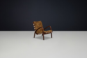 Jan Vaněk Attributed Bentwood Lounge Chair, 1940s Czech Functionalism Mid-20th century