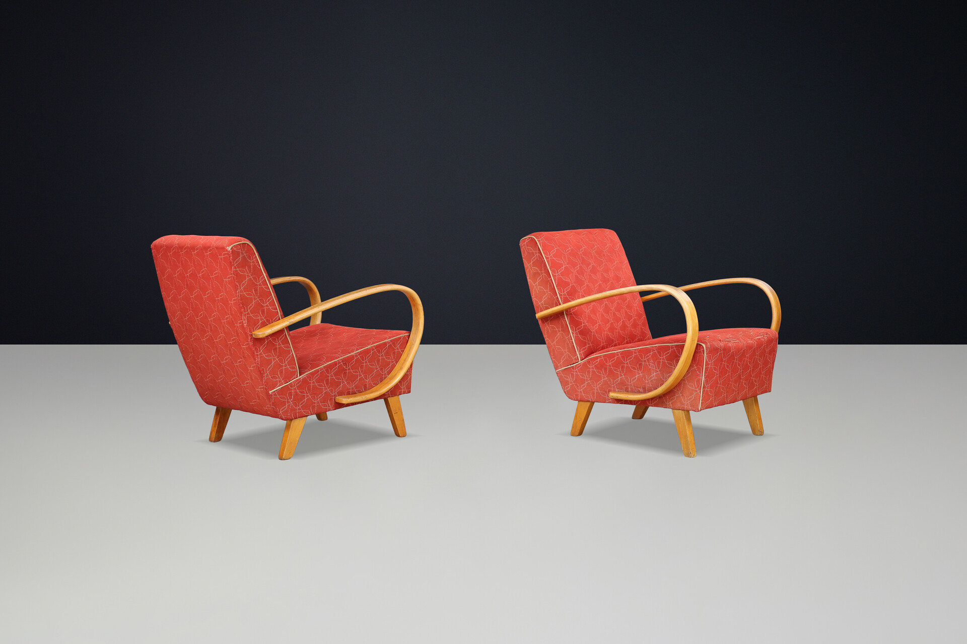 Jindrich Halabala bentwood Art-Deco Arm Chairs, Praque 1940s Early-20th century