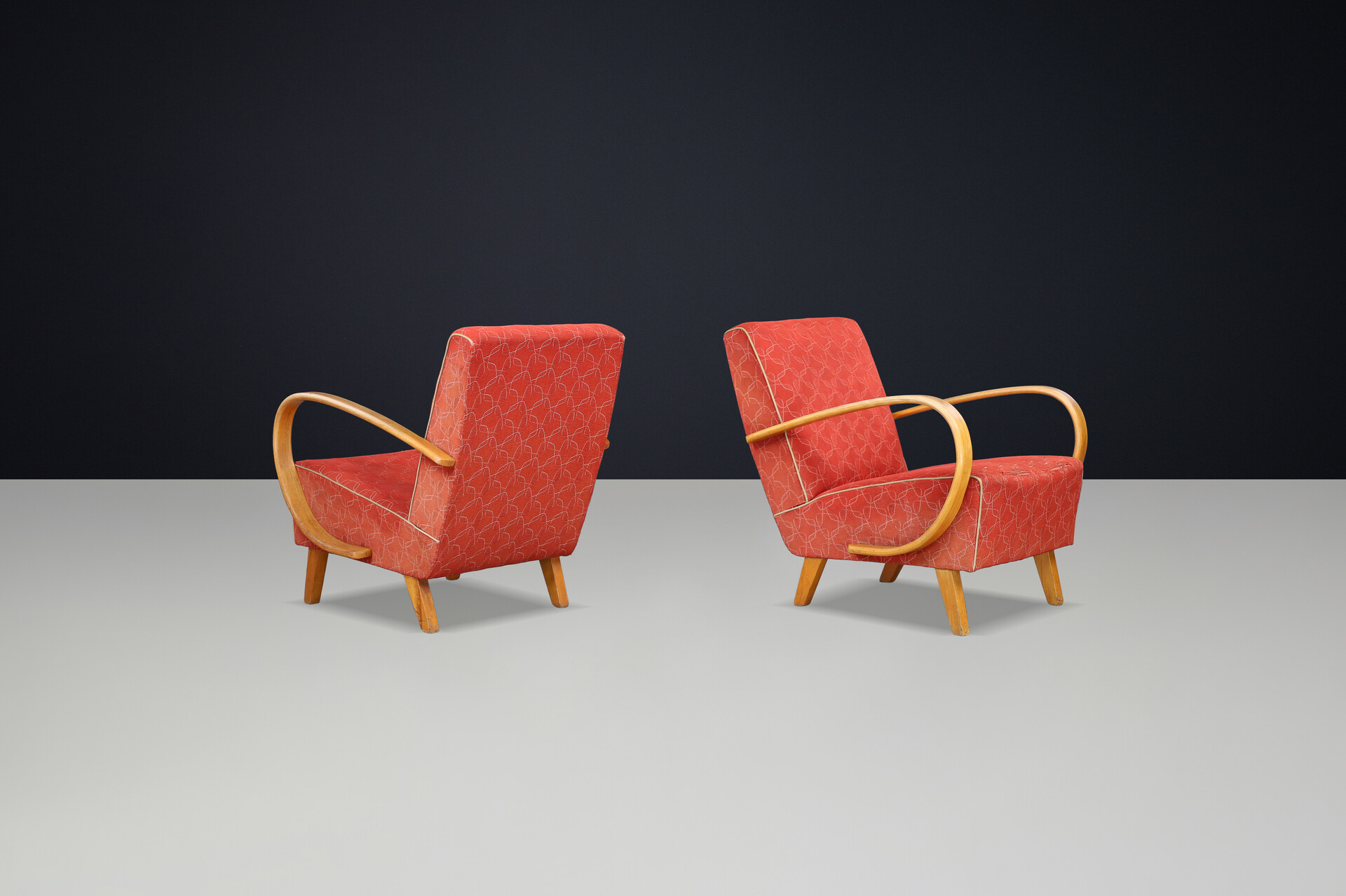 Jindrich Halabala bentwood Art-Deco Arm Chairs, Praque 1940s Early-20th century