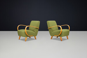 Jindrich Halabala bentwood Art-Deco Arm Chairs, Praque 1940s Early-20th century