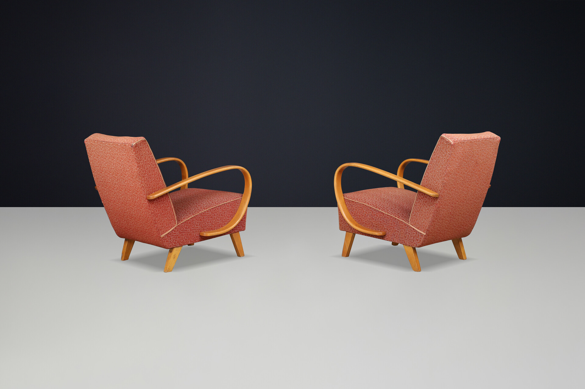 JJindrich Halabala bentwood Art-Deco Arm Chairs, Praque 1940s Early-20th century
