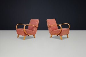 JJindrich Halabala bentwood Art-Deco Arm Chairs, Praque 1940s Early-20th century