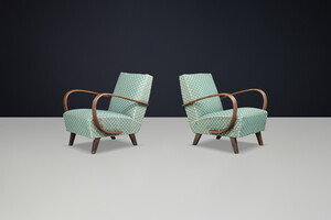 JJindrich Halabala bentwood Art-Deco Arm Chairs, Praque 1940s Mid-20th century