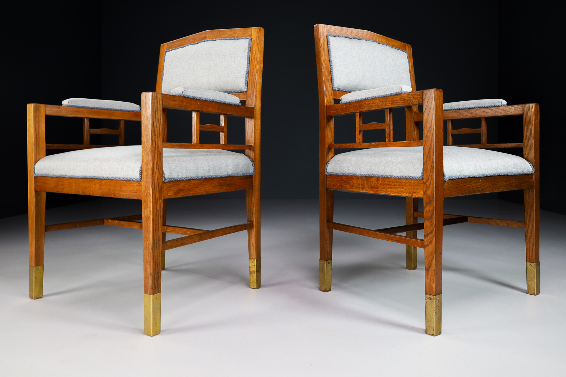 Jugenstil -ART NOUVEAU OAK HIGH BACK ARMCHAIRS , Germany 1915 Early-20th century