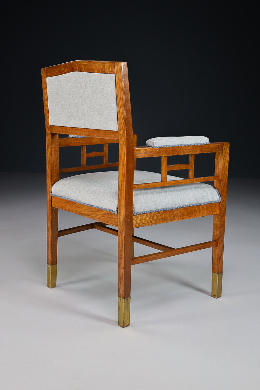 Jugenstil -ART NOUVEAU OAK HIGH BACK ARMCHAIRS , Germany 1915 Early-20th century