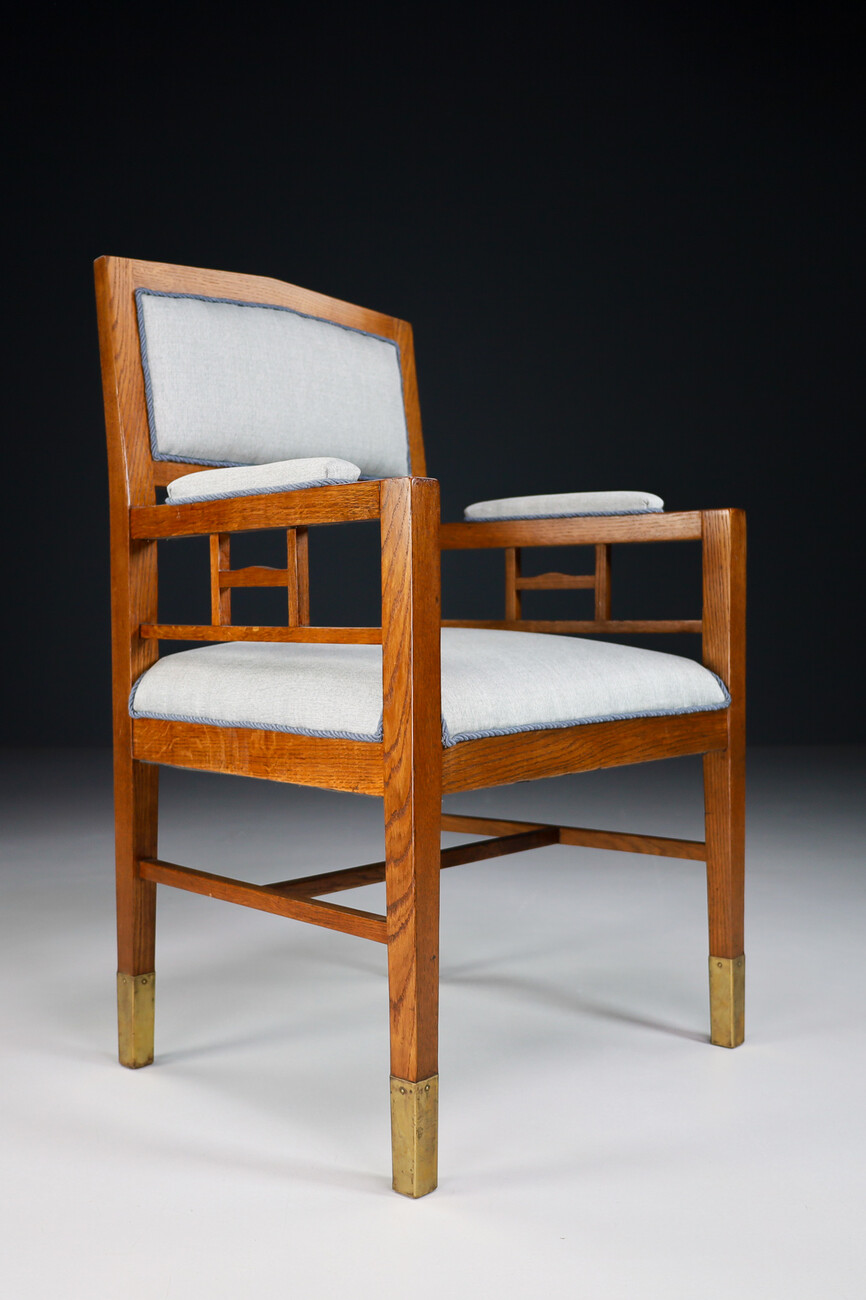 Jugenstil -ART NOUVEAU OAK HIGH BACK ARMCHAIRS , Germany 1915 Early-20th century