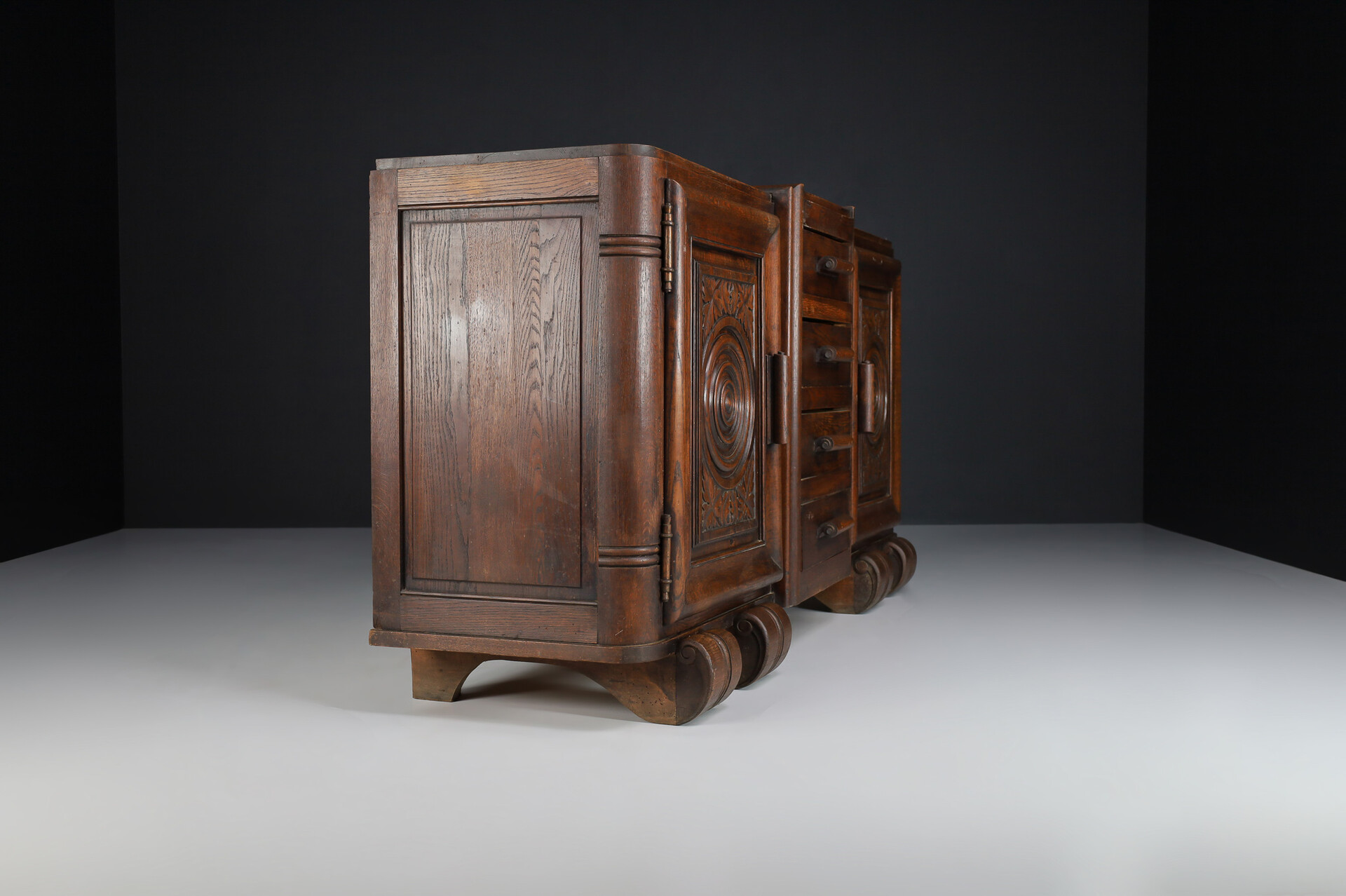 Large Art Deco Brutalist sideboard attributed to Charles Dudouyt , France 1930s Early-20th century