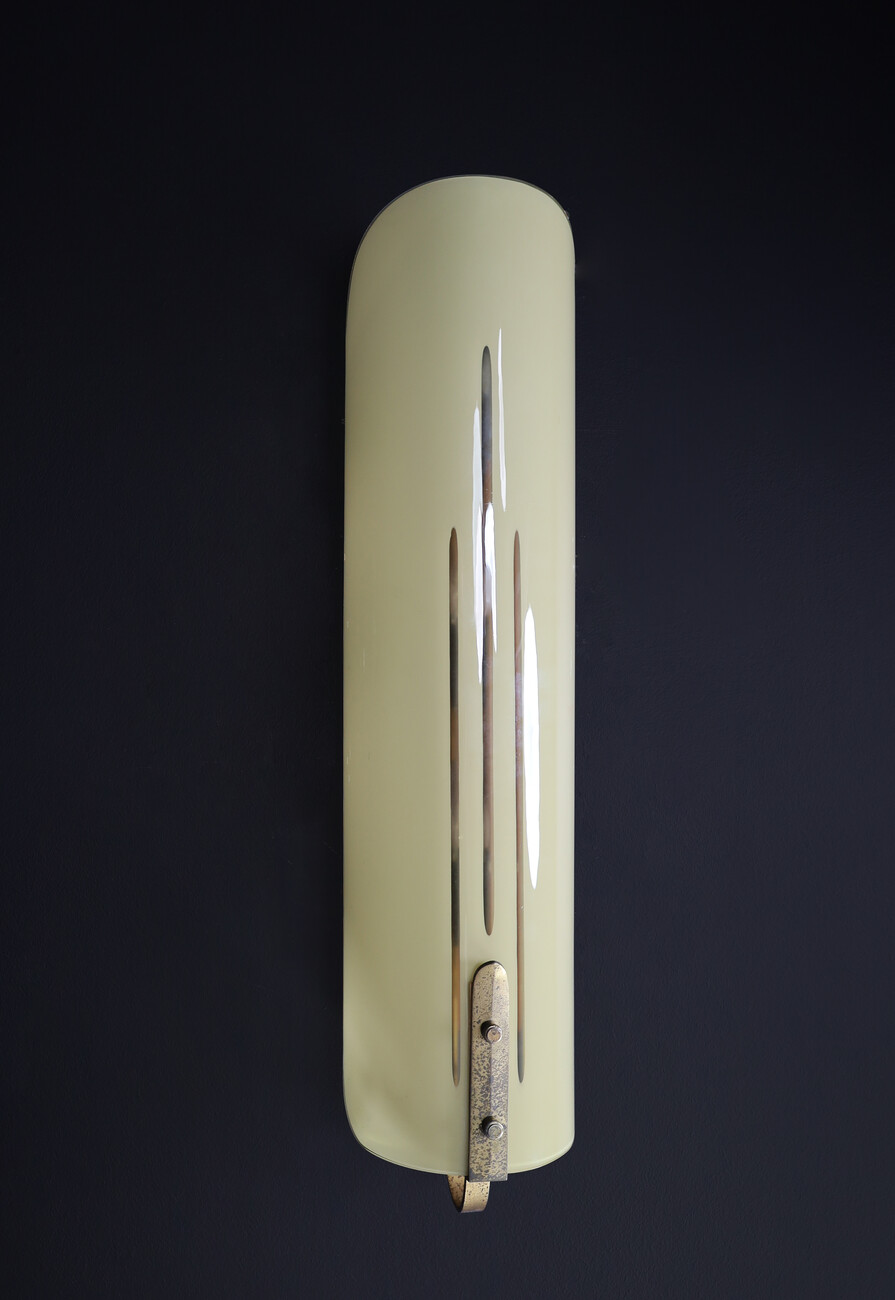 Large Art Deco wall lights, patinated brass, and opaline glass, Germany 1930s. Mid-19th century