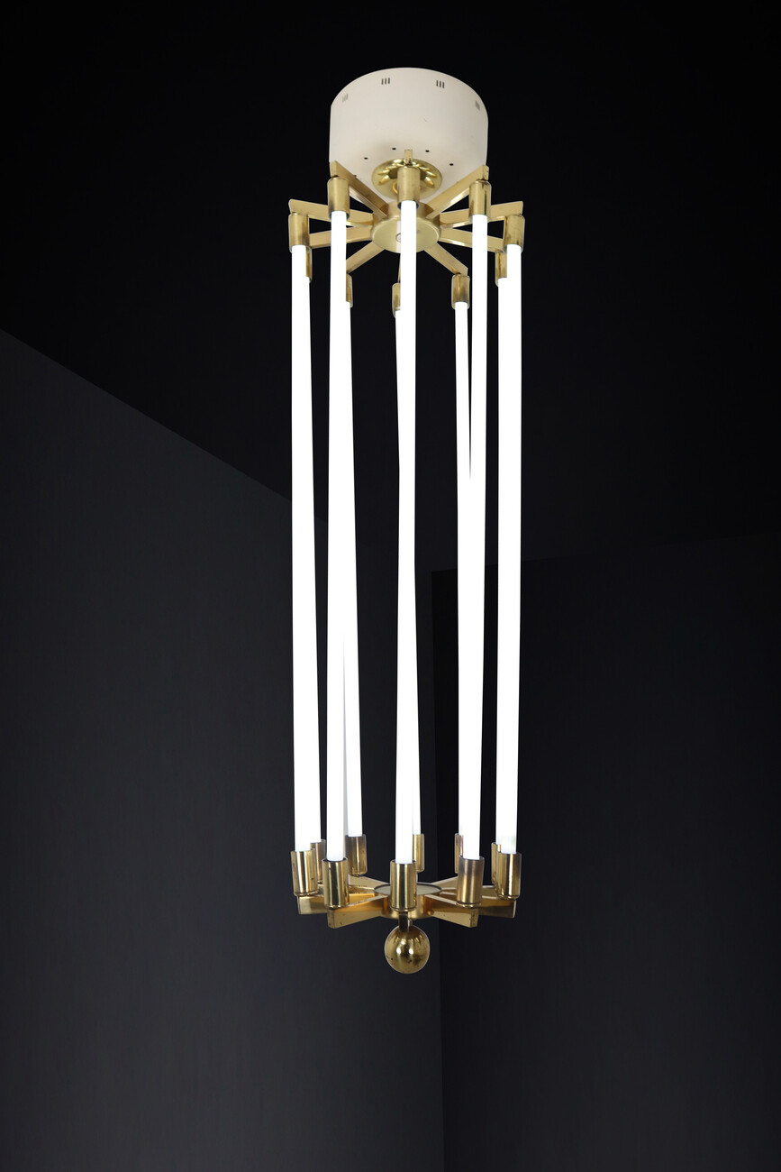 Large Brass Chandeliers by Kaiser & Co, made in Germany circa 1940s. Early-20th century