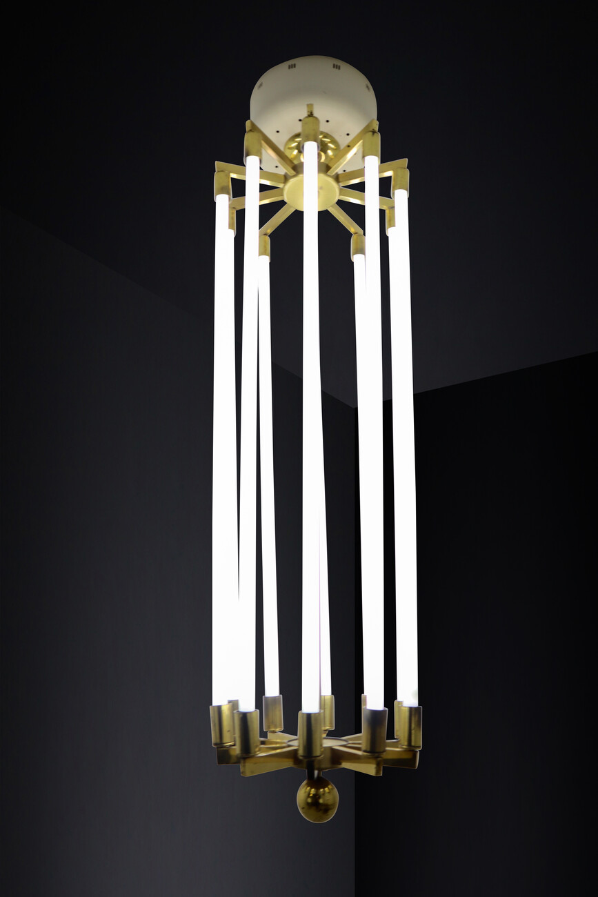 Large Brass Chandeliers by Kaiser & Co, made in Germany circa 1940s. Early-20th century