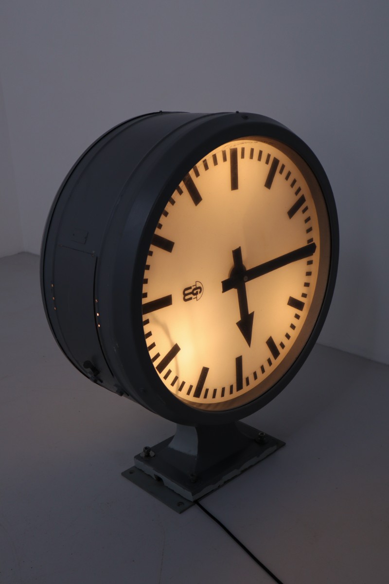 Large German Double Face Factory Clock 1930 Mid-20th century