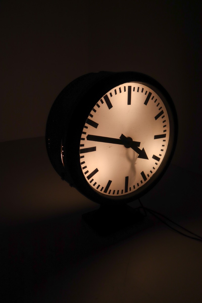 Large German Double Face Factory Clock 1930 Mid-20th century