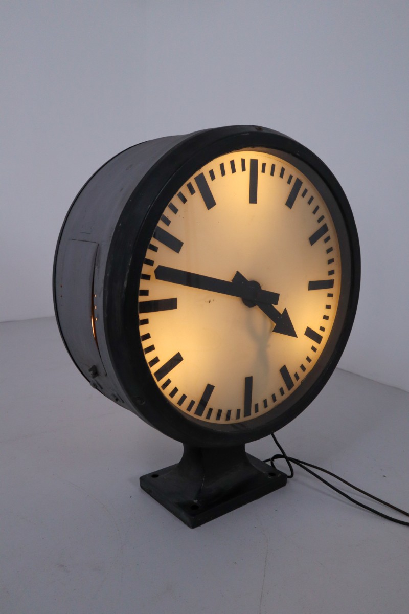 Large German Double Face Factory Clock 1930 Mid-20th century