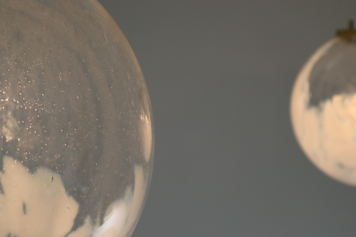  Large Midcentury Pendants in Brass and Art-Glass with White Streaks Austria 1960