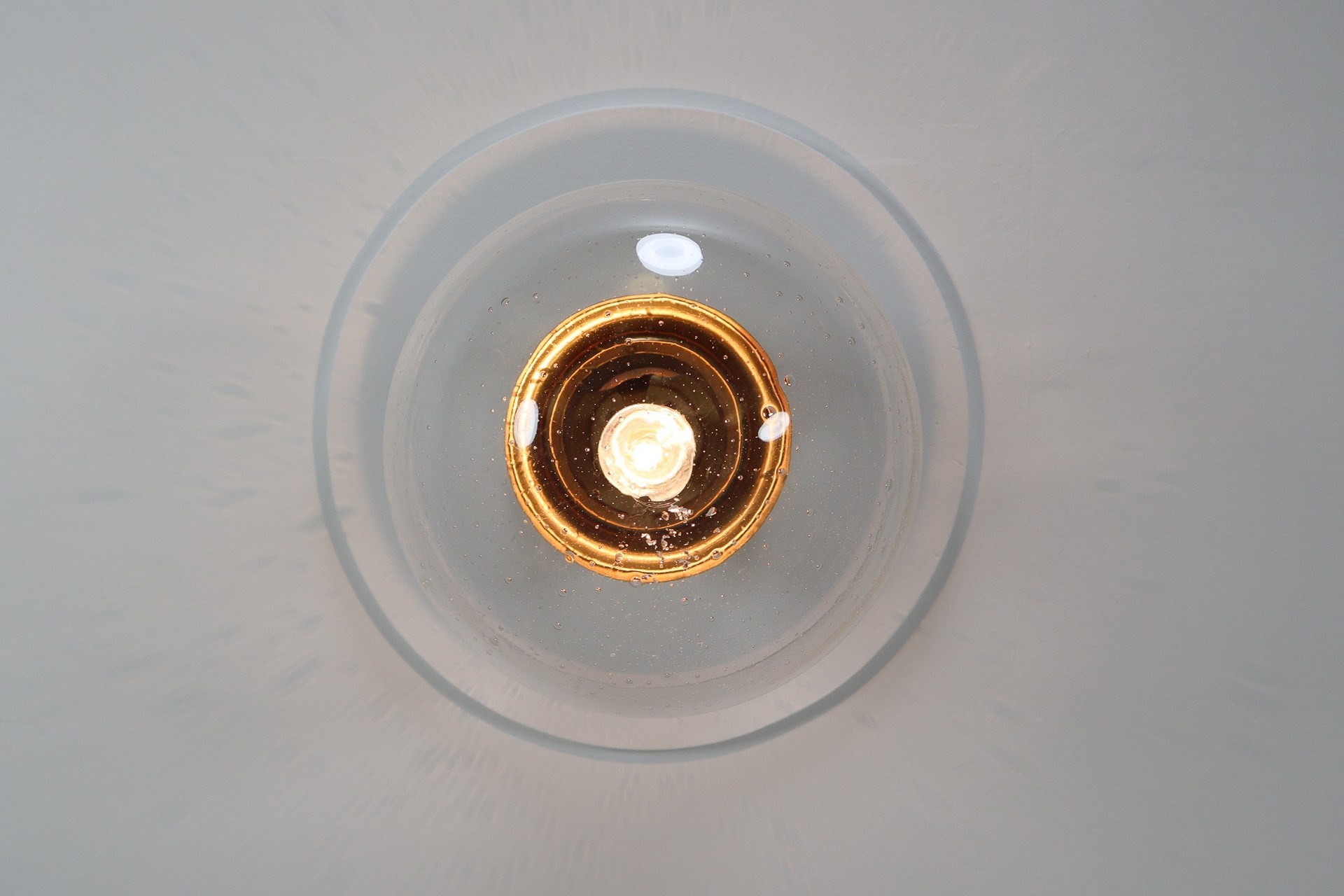 Large Set Midcentury Lights with Brass Frame & Large Handblown Glass Globe 1960s