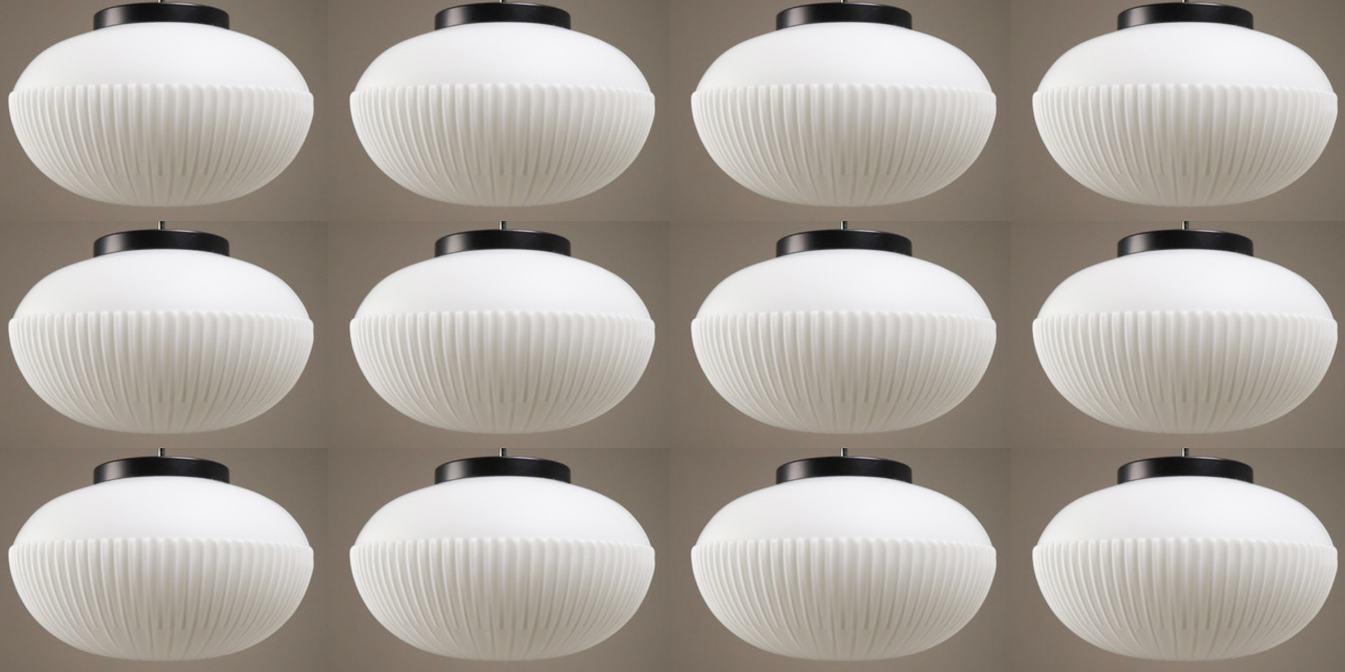 Large Set Midcentury Opaline Glass Pendants, Europe, 1960s Mid-20th century