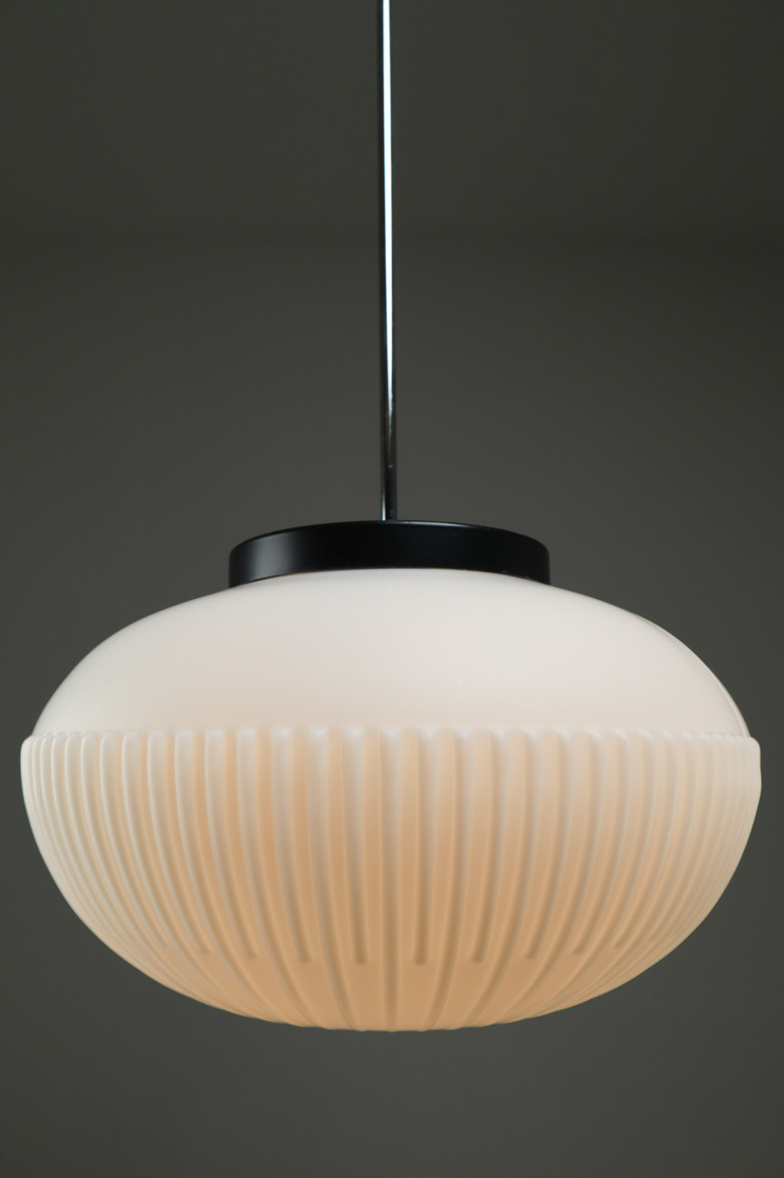 Large Set Midcentury Opaline Glass Pendants, Europe, 1960s Mid-20th century