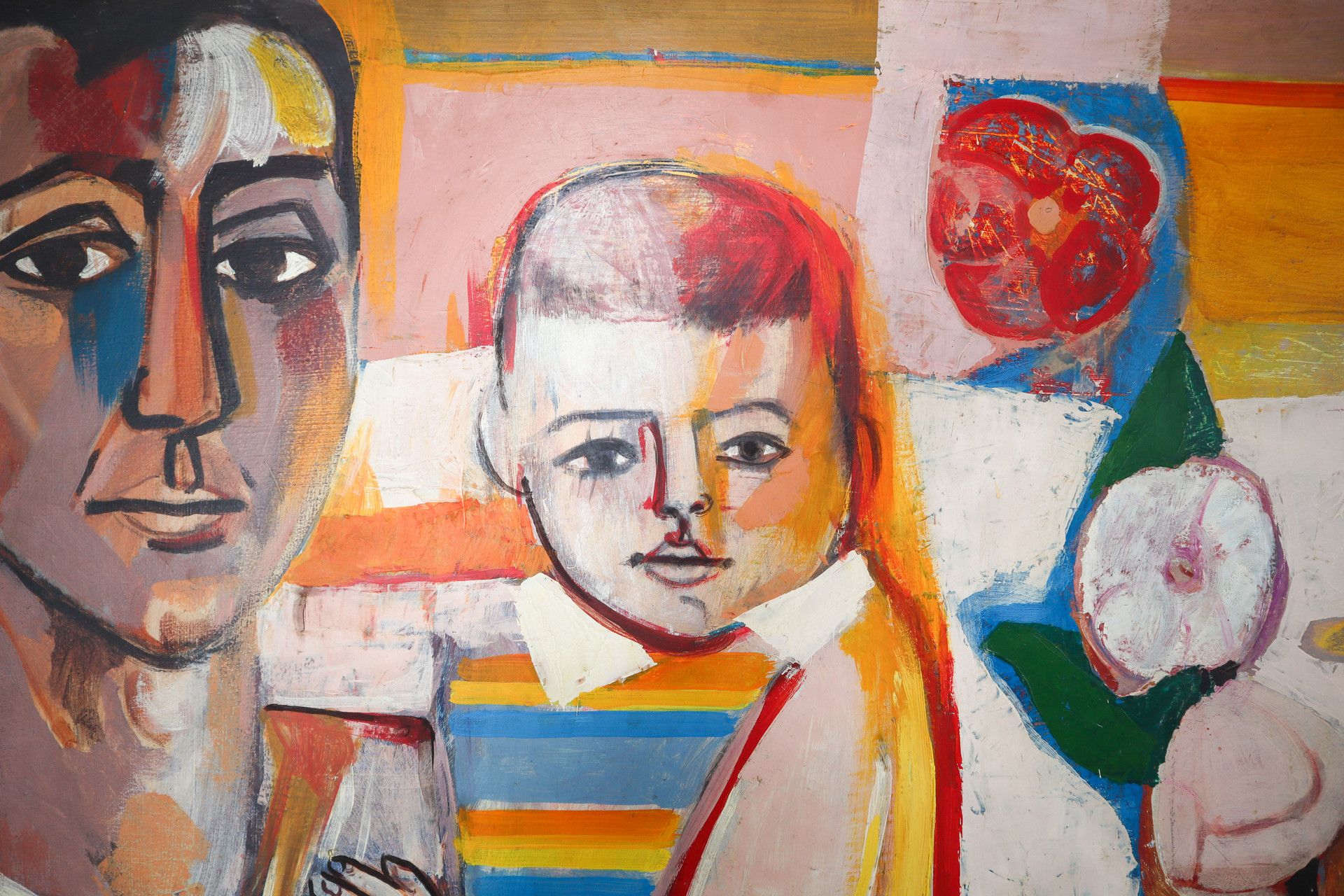 Large Social realism Mural Painting on board by walter womacka Mid-20th century