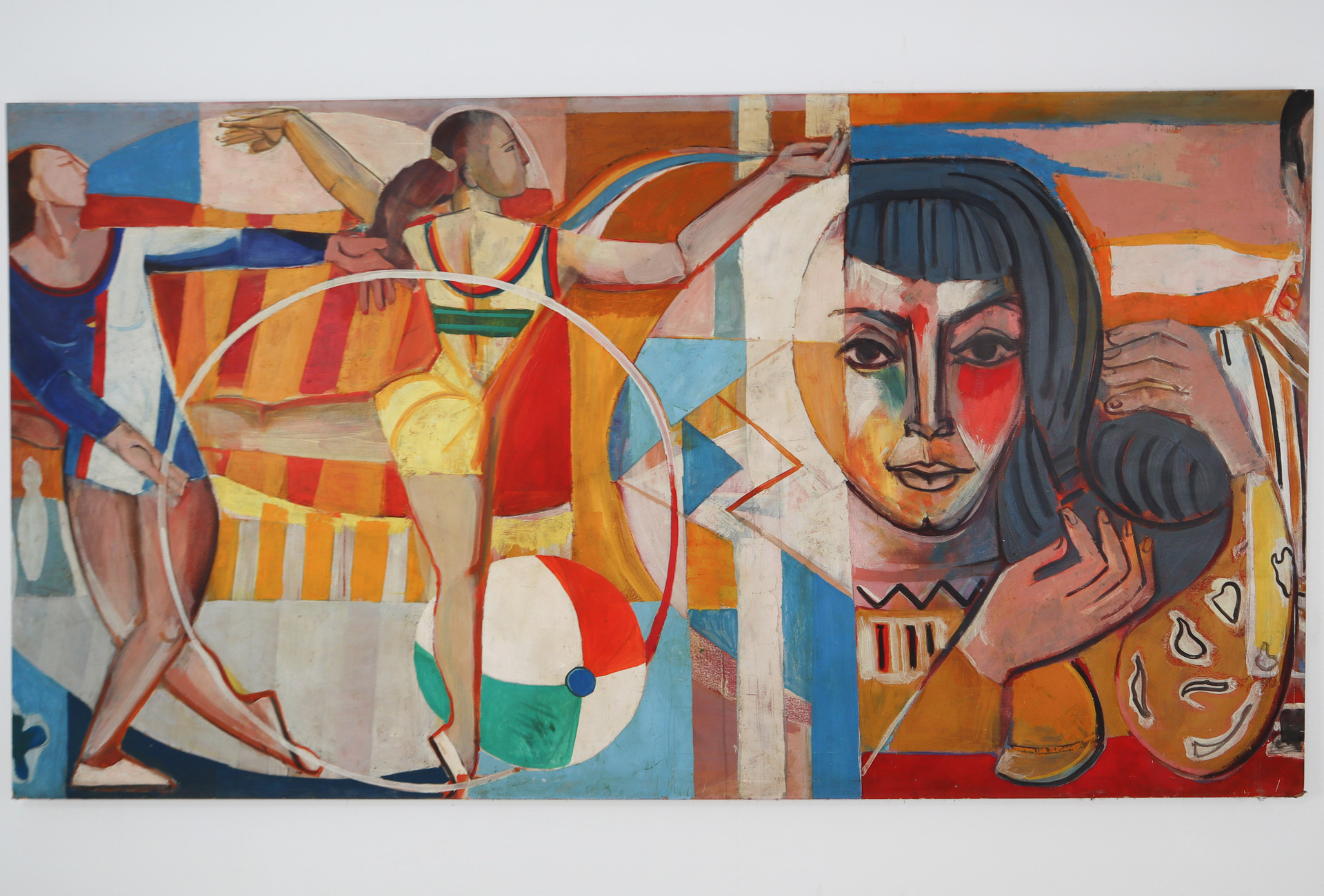 Large Social Realism Mural Painting On Board By Walter Womacka Mid-20th century