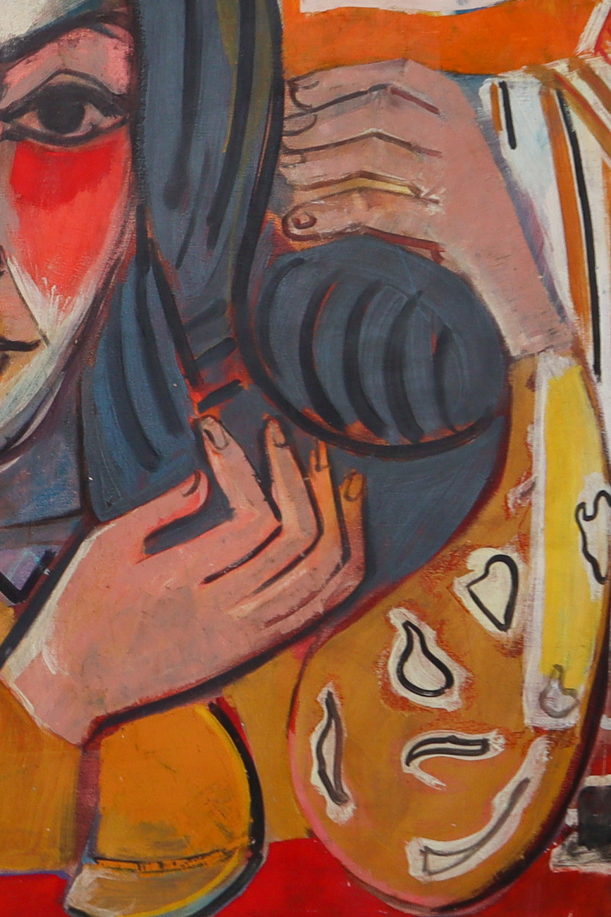 Large Social Realism Mural Painting On Board By Walter Womacka Mid-20th century