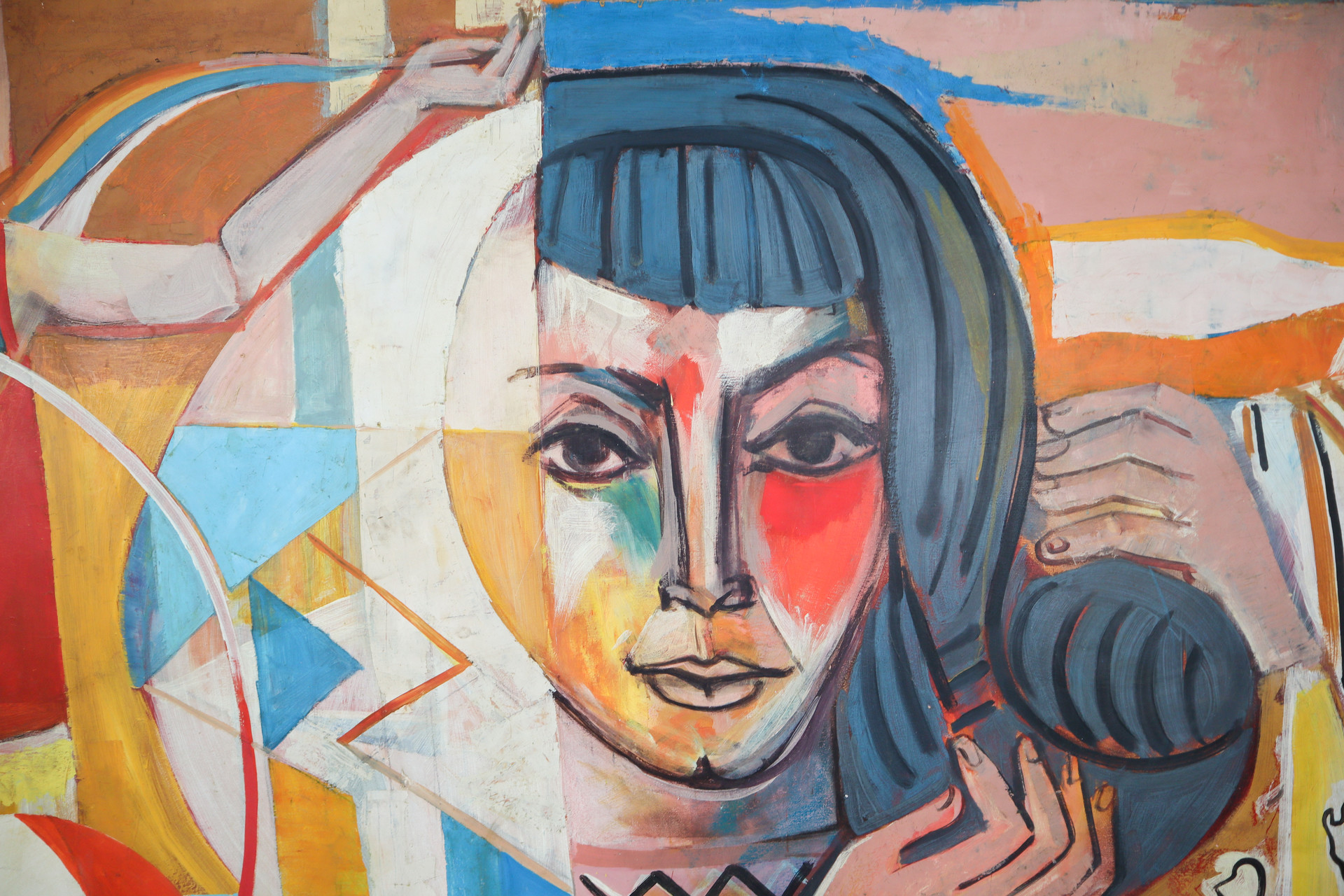 Large Social Realism Mural Painting On Board By Walter Womacka Mid-20th century