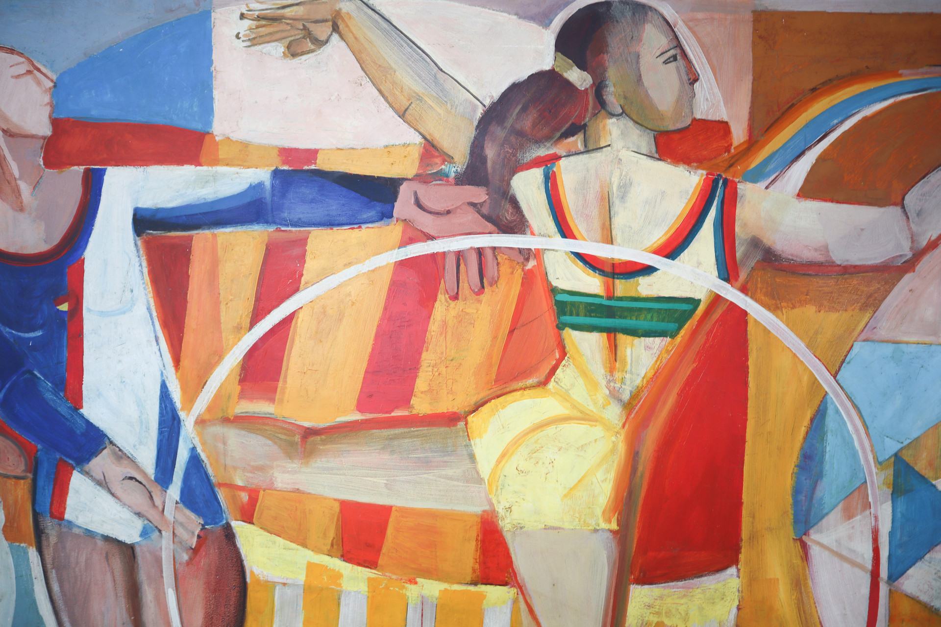 Large Social Realism Mural Painting On Board By Walter Womacka Mid-20th century