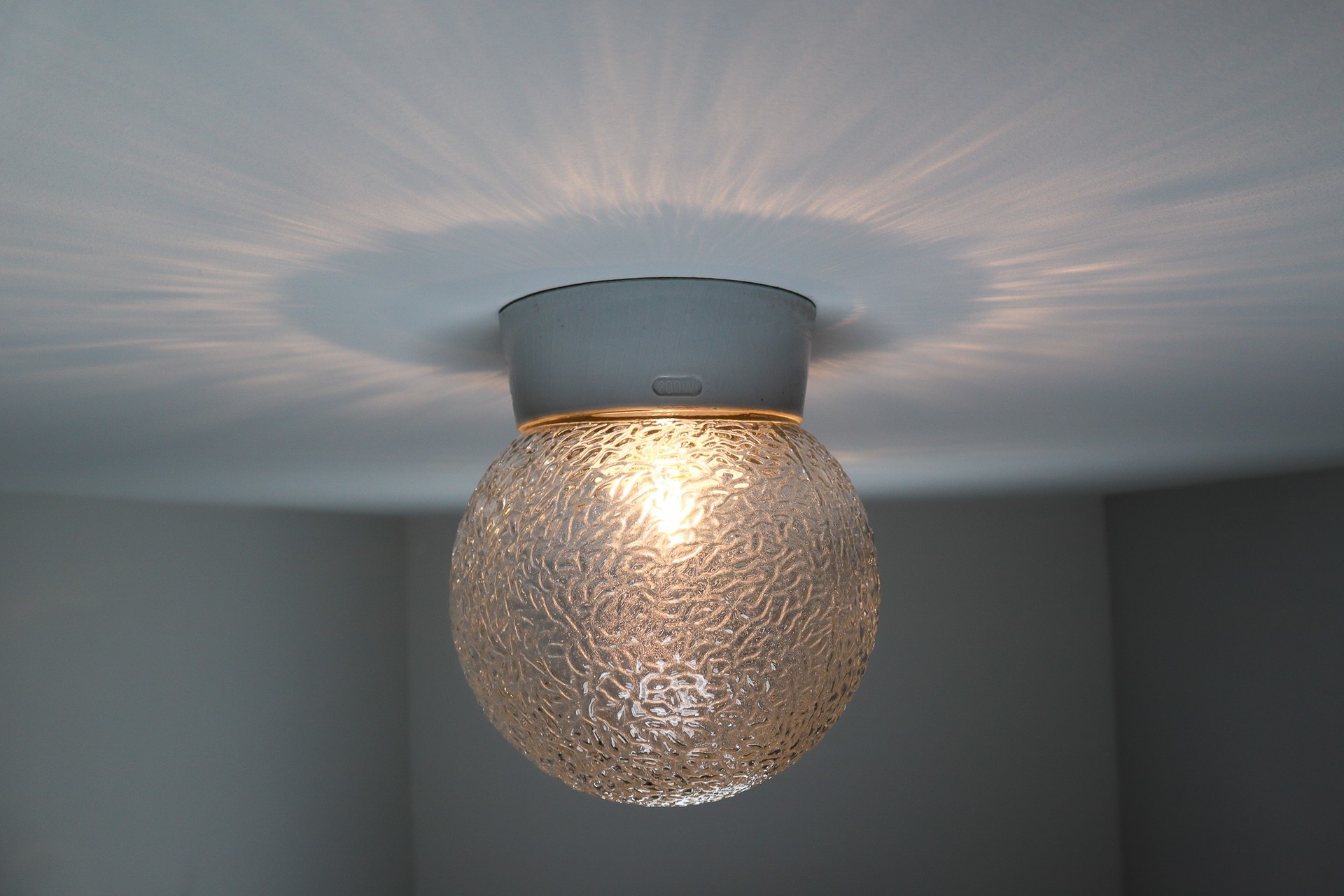 Large Vintage Wall ceiling Lights with Clear Bubble Glass and