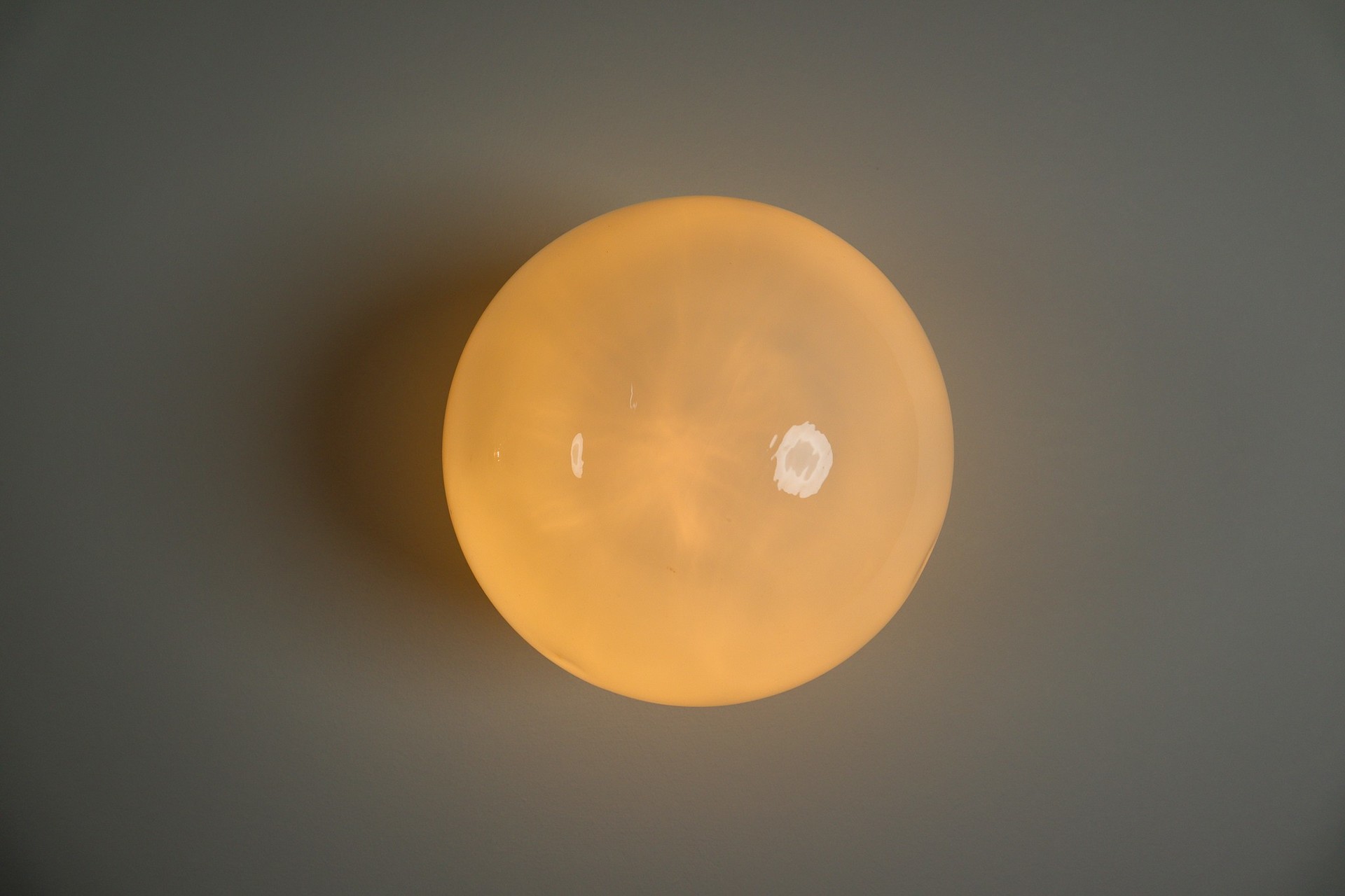 Large Vintage Wall/ceiling Lights with Opaline Glass and Porcelain Base Mid-20th century