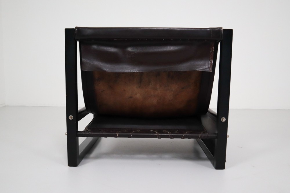  Leather Brutalist Sonja Wasseur lounge chair The Netherlands 1970’s Late-20th century