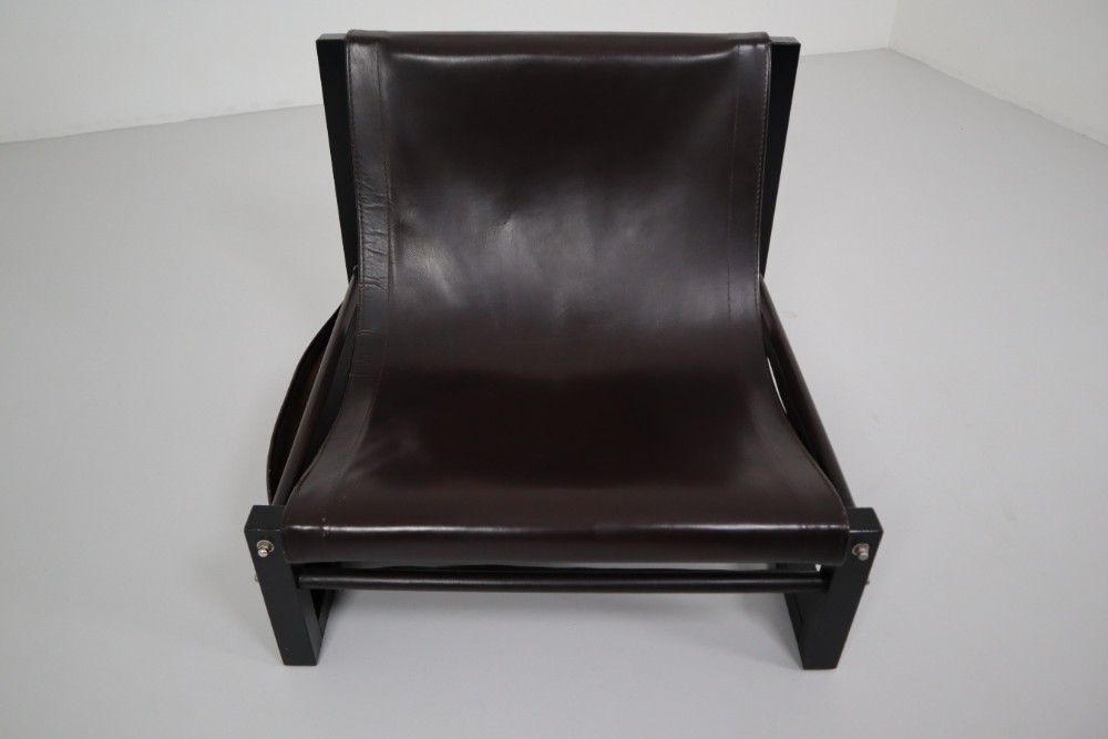  Leather Brutalist Sonja Wasseur lounge chair The Netherlands 1970’s Late-20th century