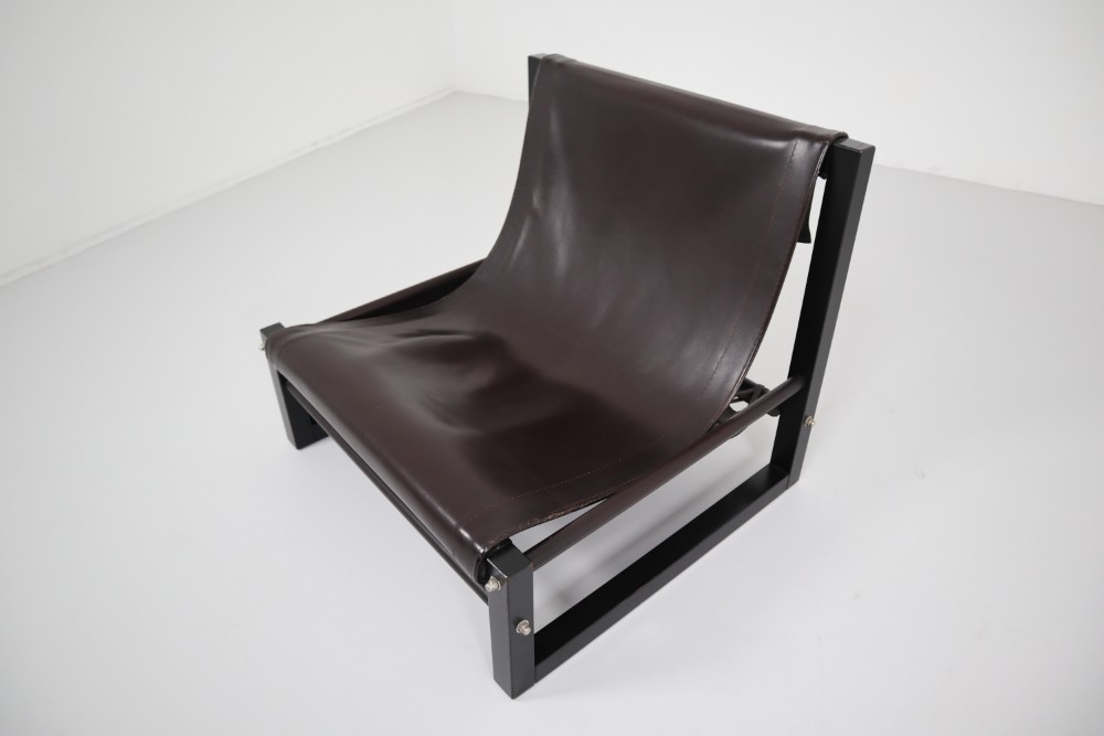  Leather Brutalist Sonja Wasseur lounge chair The Netherlands 1970’s Late-20th century