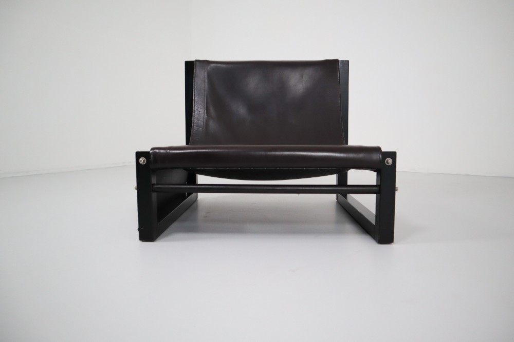  Leather Brutalist Sonja Wasseur lounge chair The Netherlands 1970’s Late-20th century