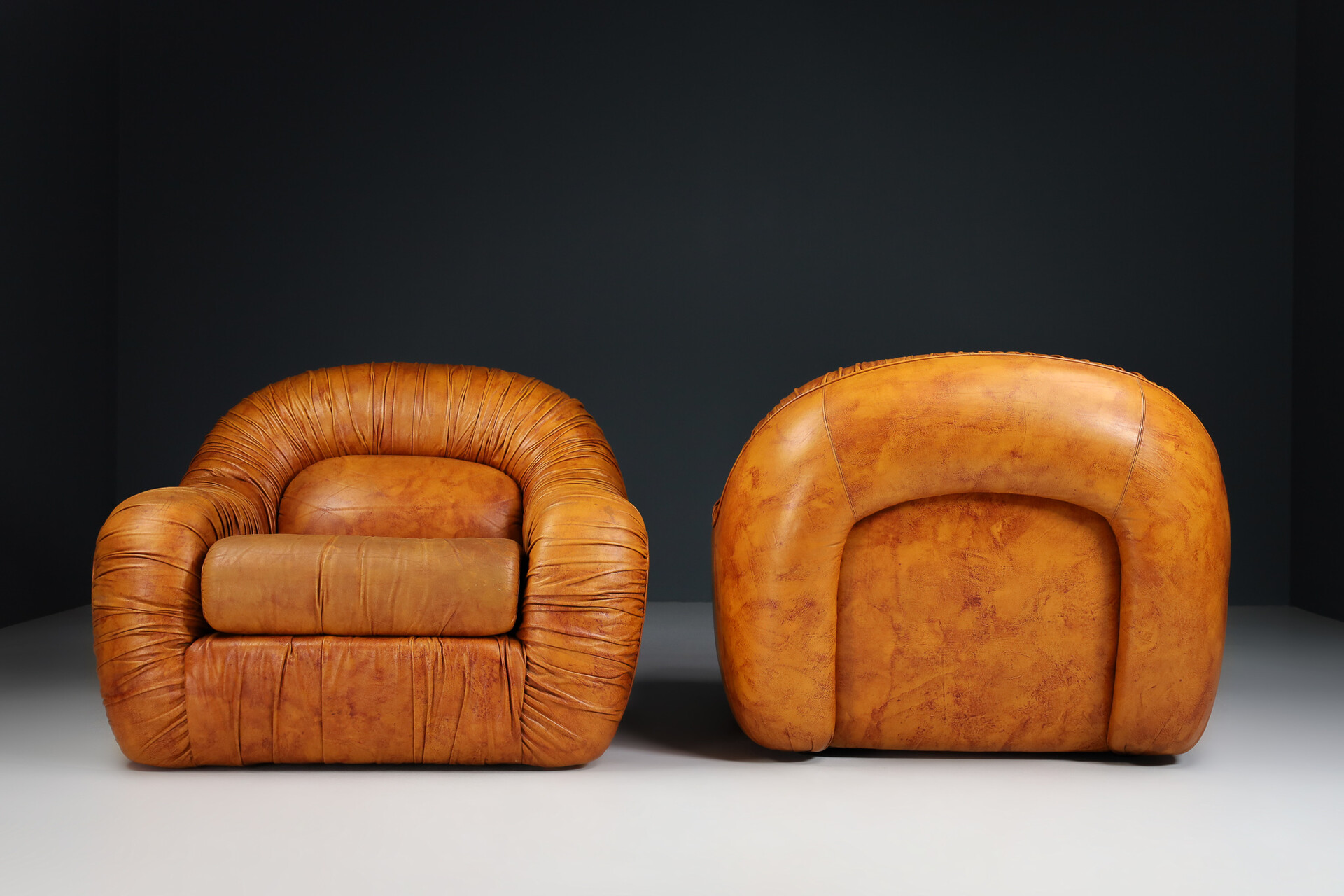 Leather Lounge Chairs, Italy 1970s Mid-20th century