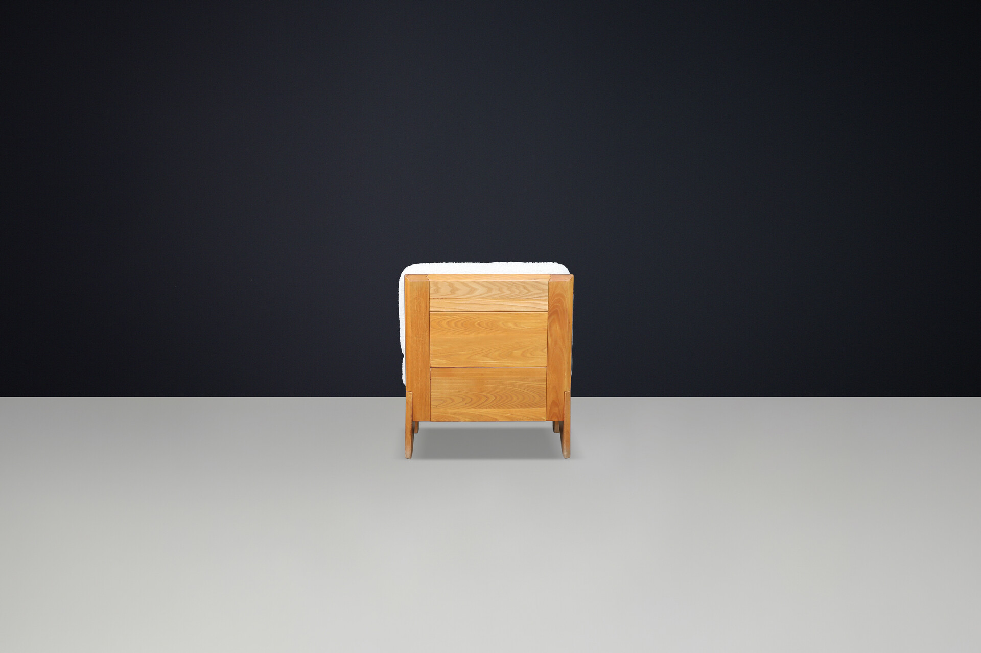 Maison Regain Elm amd teddy Upholstery Lounge chair, France, 1970s Late-20th century