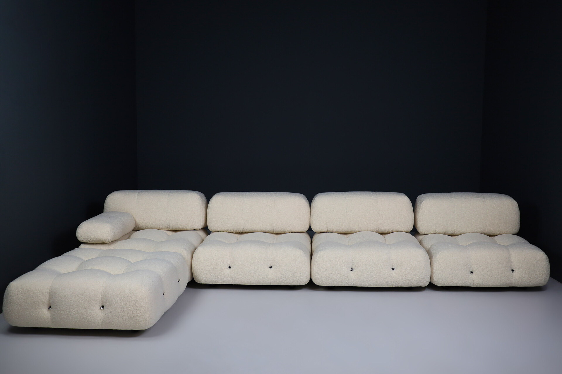 Mario Bellini for B&B Italia 1970 Camaleonda Re-Upholstered in Teddy Fabric Mid-20th century