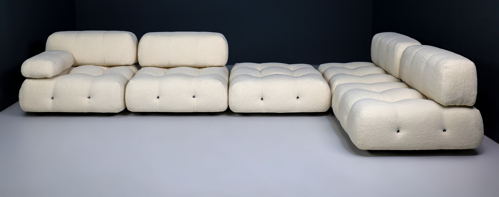 Mario Bellini for B&B Italia 1970 Camaleonda Re-Upholstered in Teddy Fabric Mid-20th century