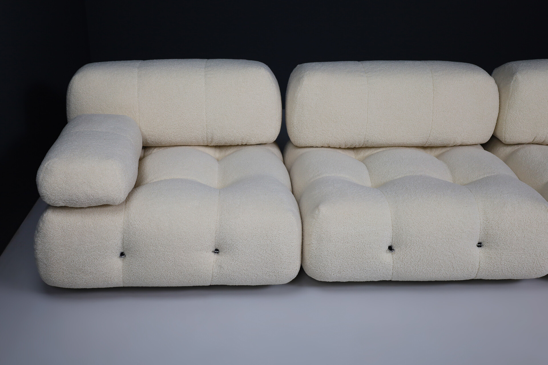 Mario Bellini for B&B Italia 1970 Camaleonda Re-Upholstered in Teddy Fabric Mid-20th century