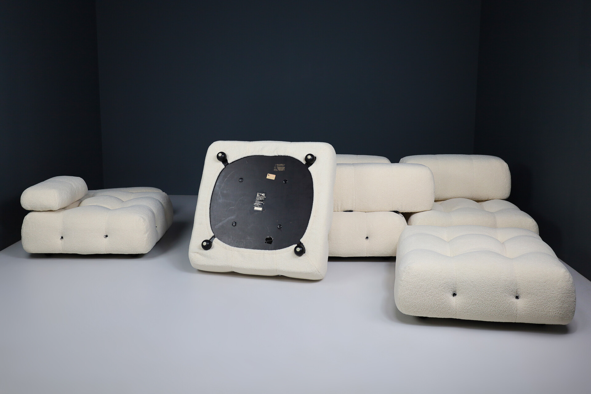 Mario Bellini for B&B Italia 1970 Camaleonda Re-Upholstered in Teddy Fabric Mid-20th century