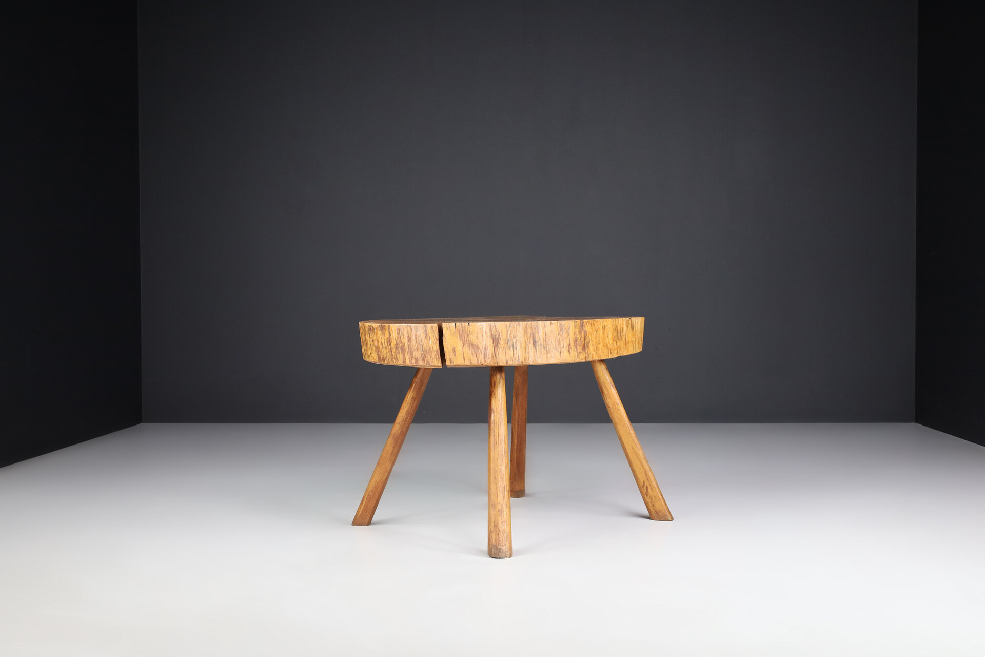 Mid-20Th century Solid Tree Trunk Low Table , France 1950s Mid-20th century