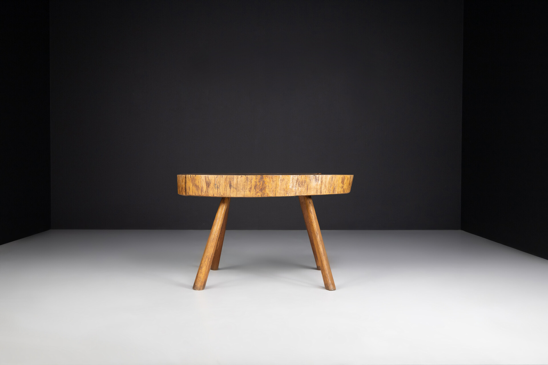 Mid-20Th century Solid Tree Trunk Low Table , France 1950s Mid-20th century