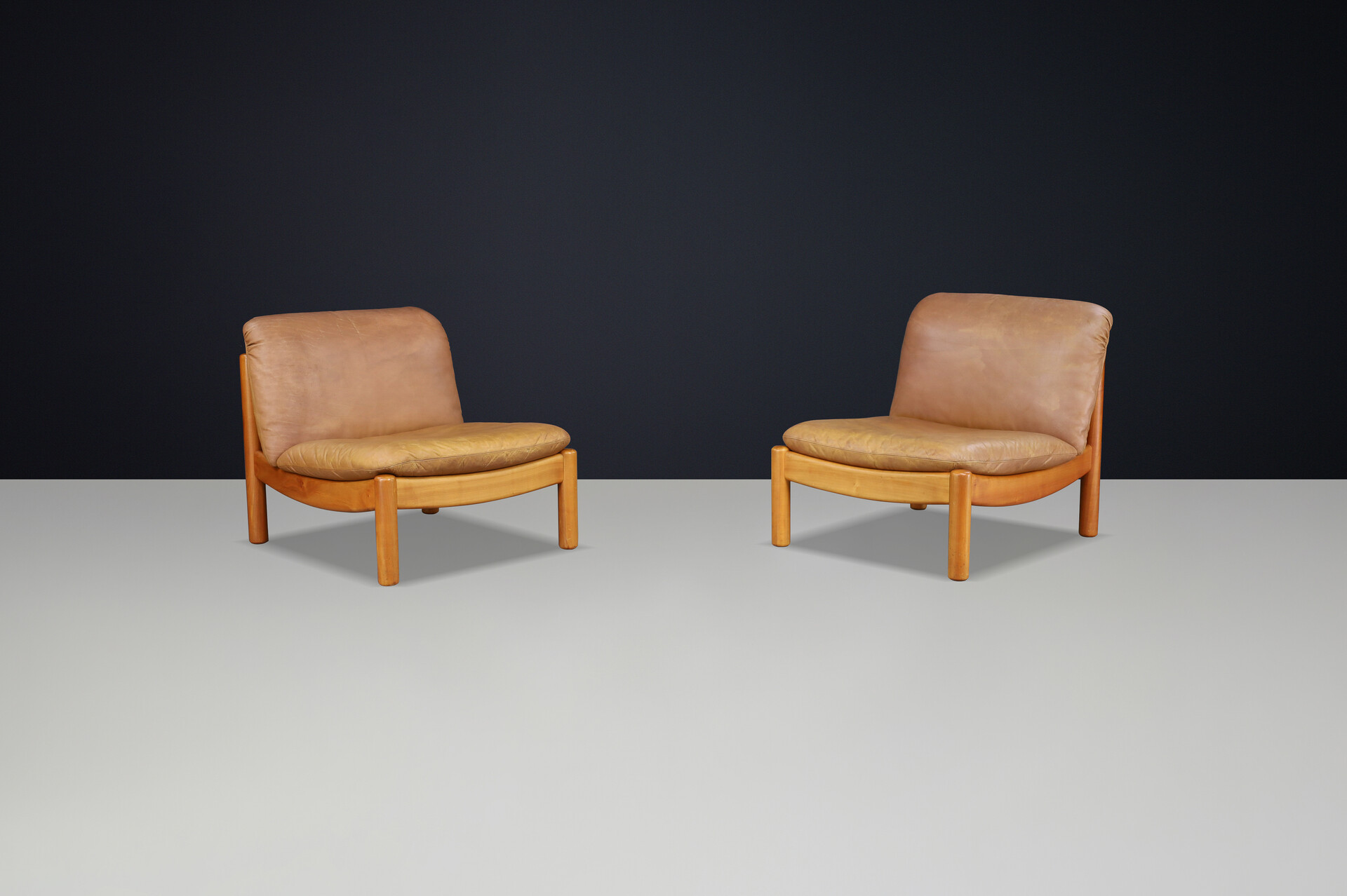 Mid-Century Carl Straub Chairs in Patinated Leather, Germany, 1960s Mid-20th century