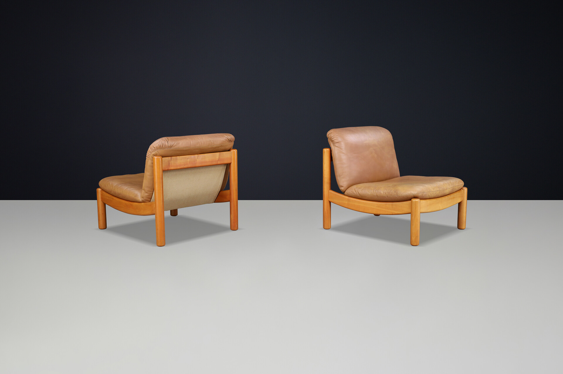 Mid-Century Carl Straub Chairs in Patinated Leather, Germany, 1960s Mid-20th century
