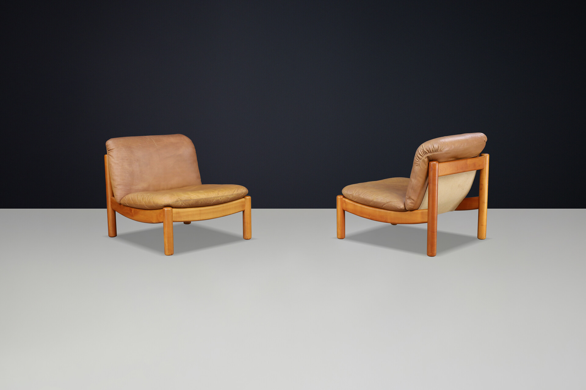 Mid-Century Carl Straub Chairs in Patinated Leather, Germany, 1960s Mid-20th century
