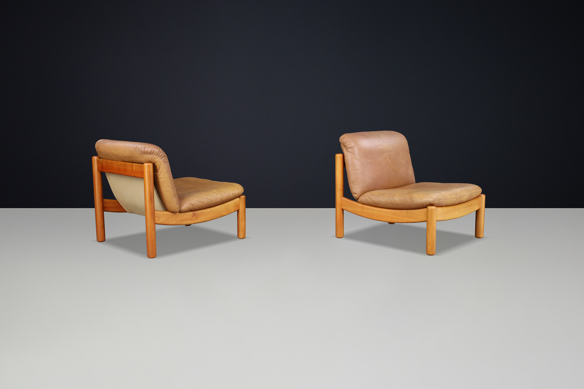 Mid-Century Carl Straub Chairs in Patinated Leather, Germany, 1960s Mid-20th century