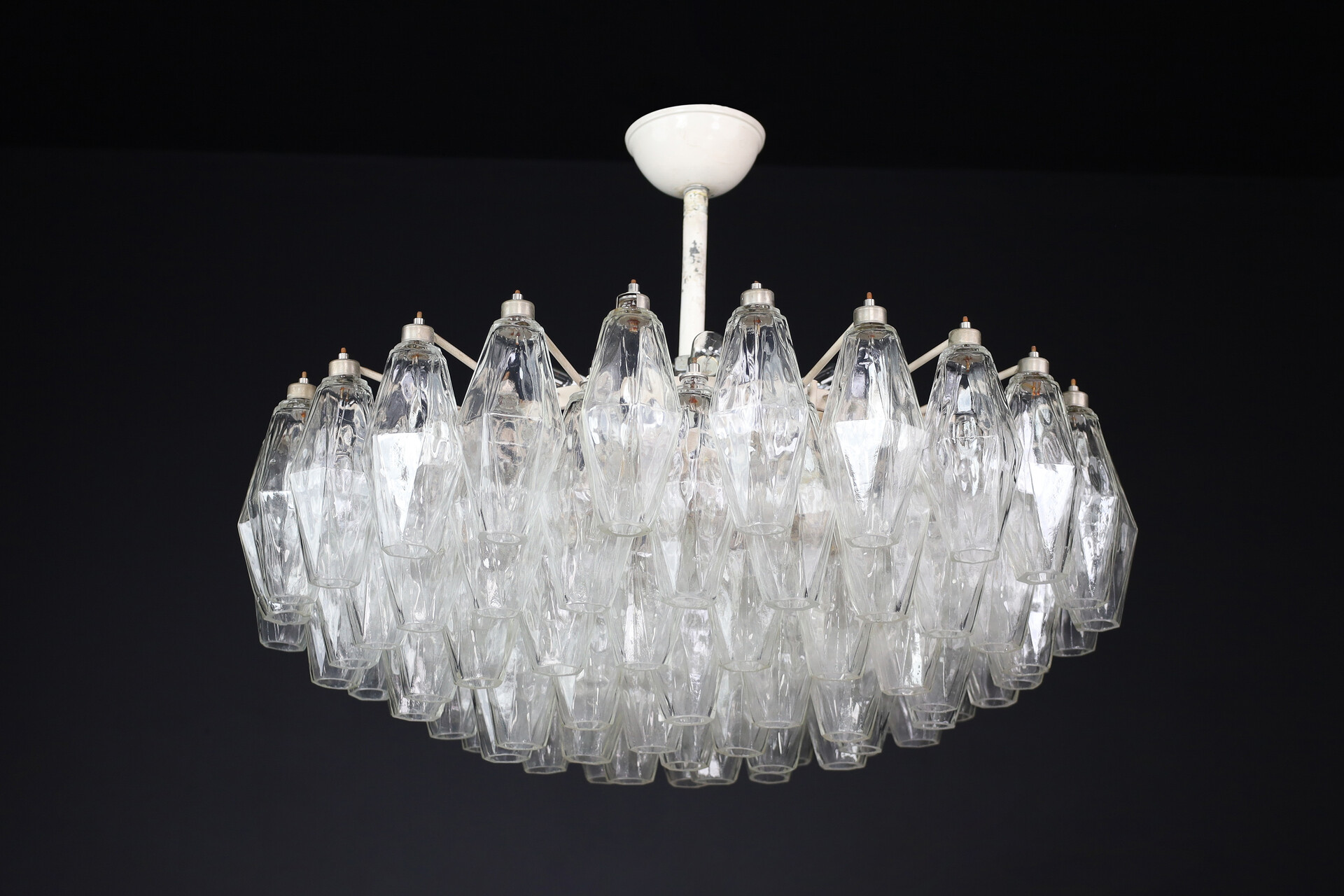 Mid-Century Carlo Scarpa Poliedri Chandeliers for Venini, Murano, Italy 1960s Mid-20th century