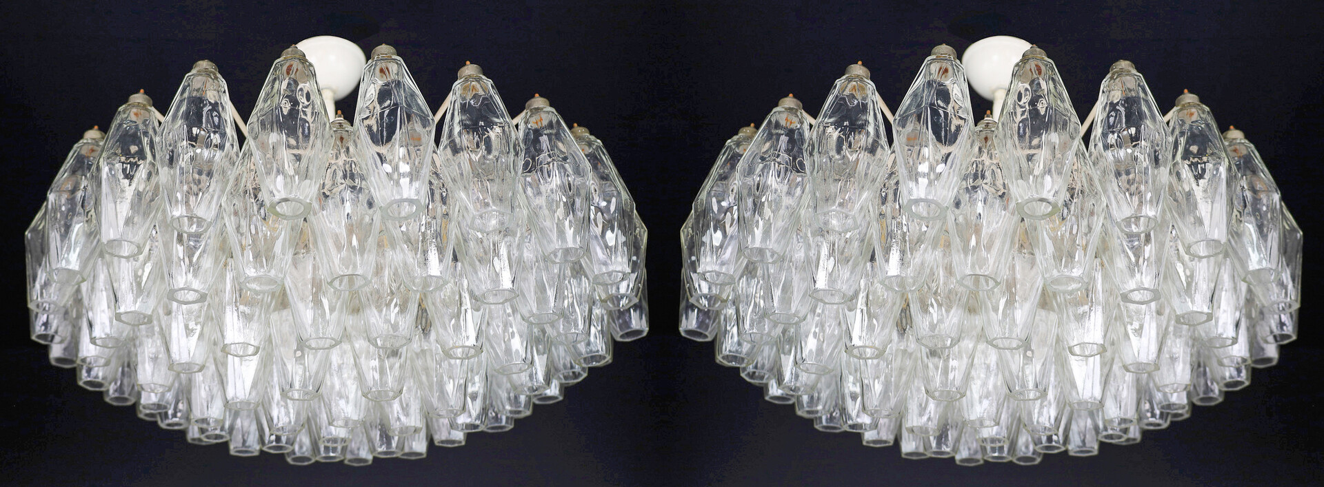 Mid-Century Carlo Scarpa Poliedri Chandeliers for Venini, Murano, Italy 1960s Mid-20th century