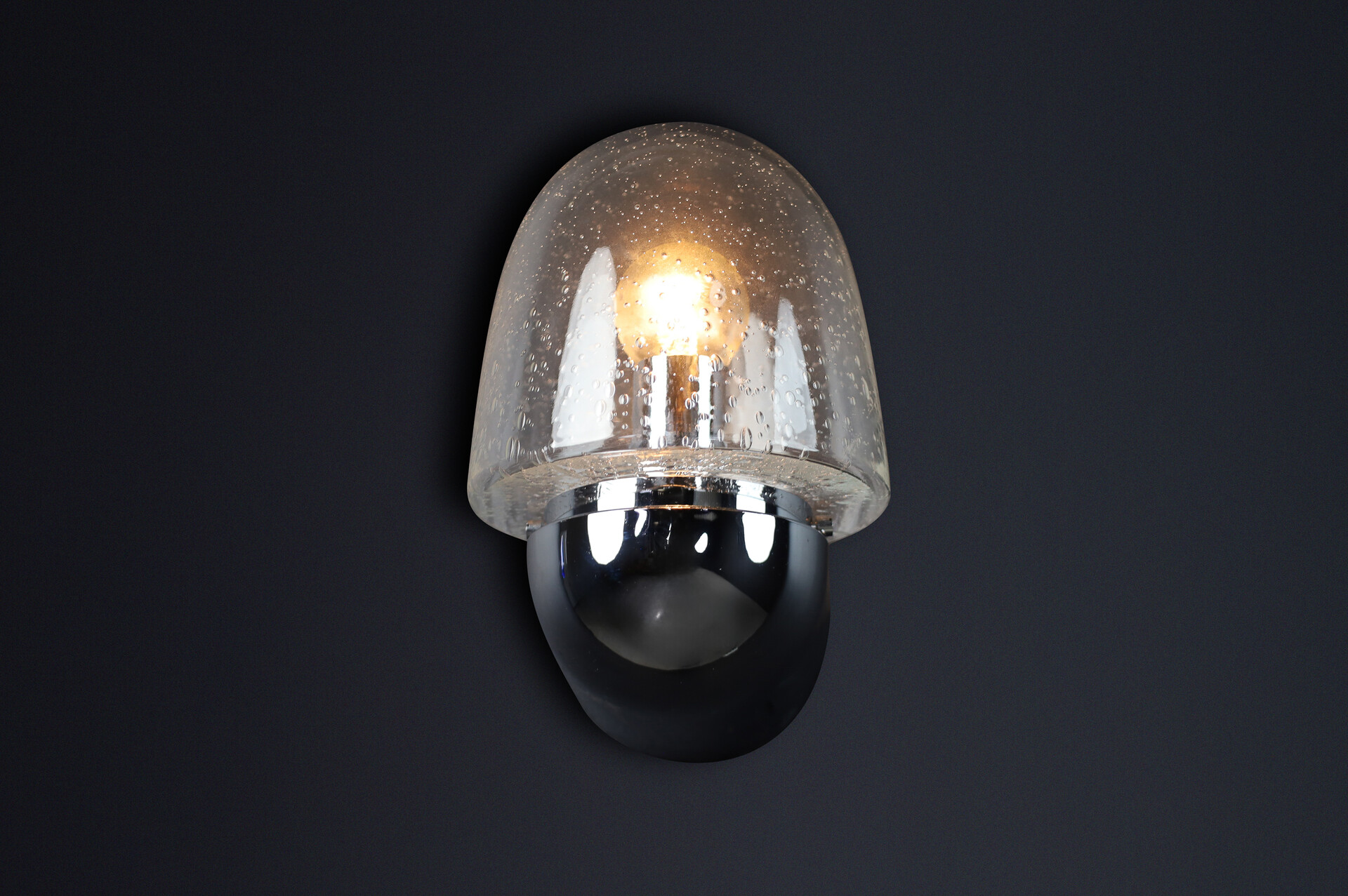 Mid-Century Glashütte Limburg Wall Sconce – Chrome & Bubble Glass, 1960s Mid-20th century