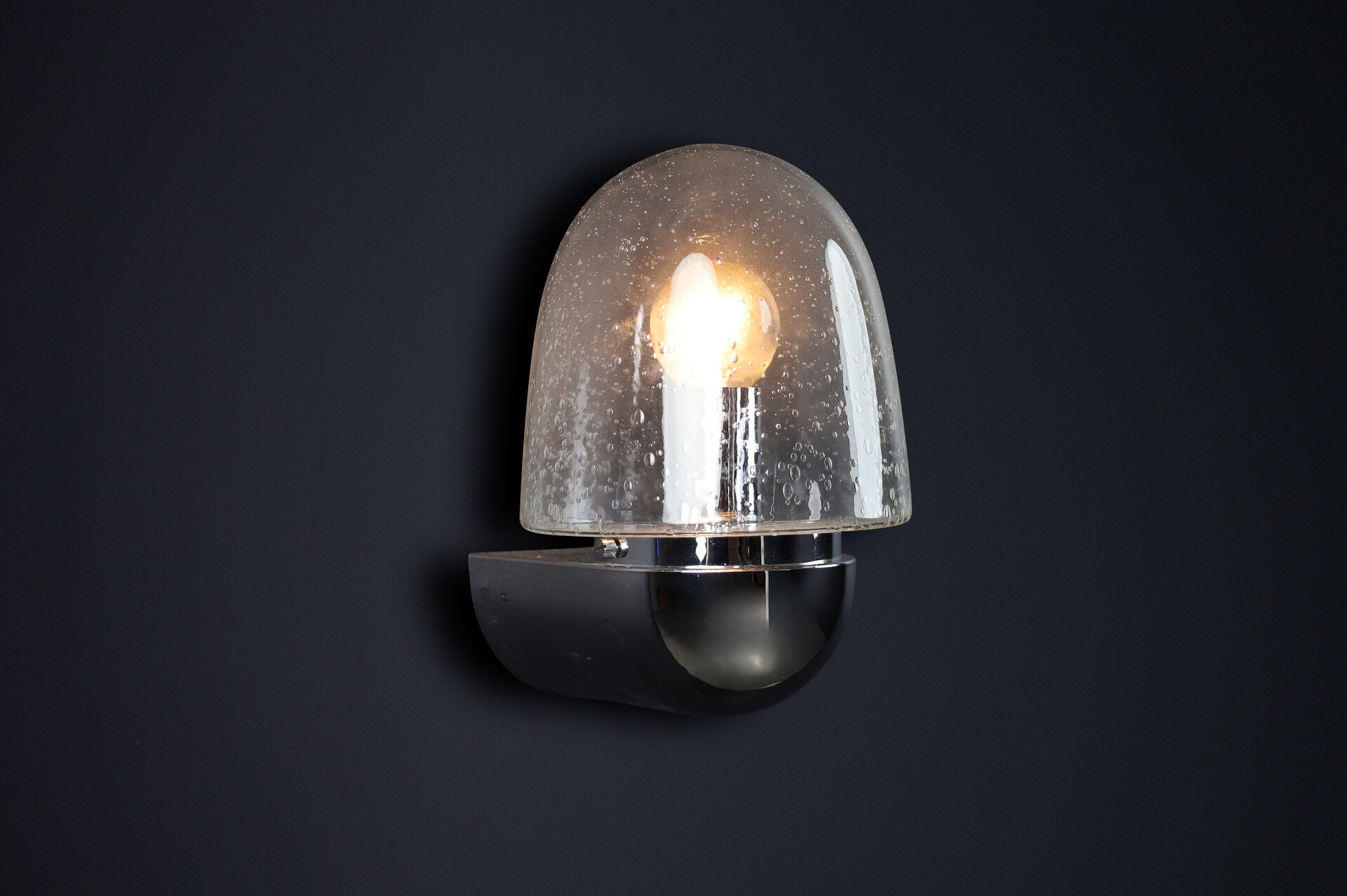 Mid-Century Glashütte Limburg Wall Sconce – Chrome & Bubble Glass, 1960s Mid-20th century