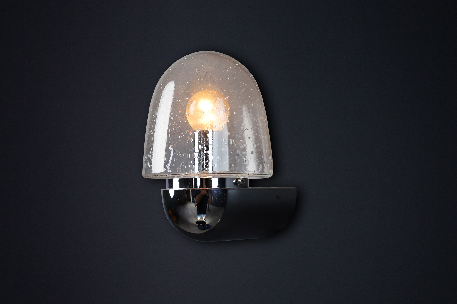 Mid-Century Glashütte Limburg Wall Sconce – Chrome & Bubble Glass, 1960s Mid-20th century
